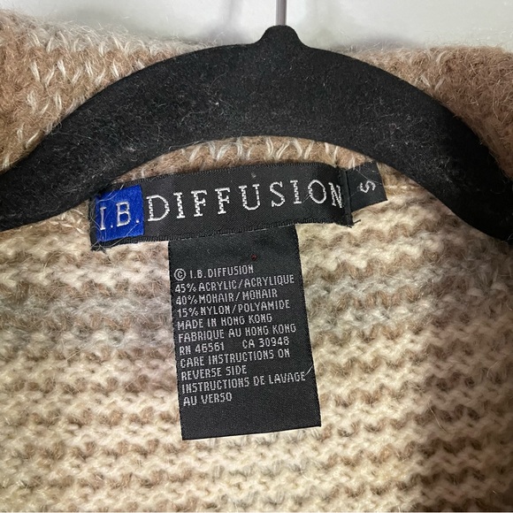 I.B. Diffusion Plaid Mohair Blend Winter Peacoat w/ Shoulder Pads Size Small - Picture 3 of 6